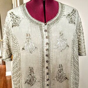 Sol & Mane Celery Green Embroidered Short Sleeve Top